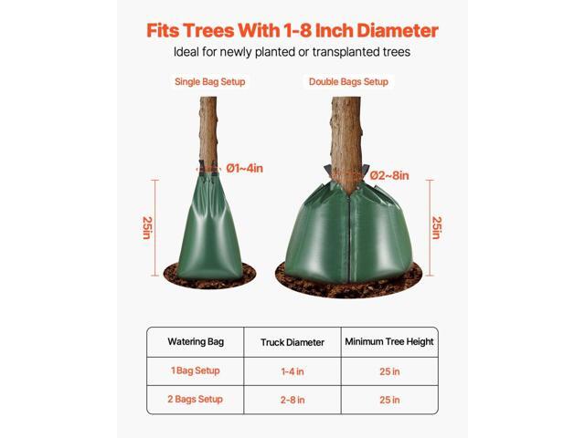 VEVOR Tree Watering Bag Slow Release 4 Pack 20 Gallons, Water Bags for Trees, Refillable Tree Drip Irrigation Bags with Zipper, Durable Tree...