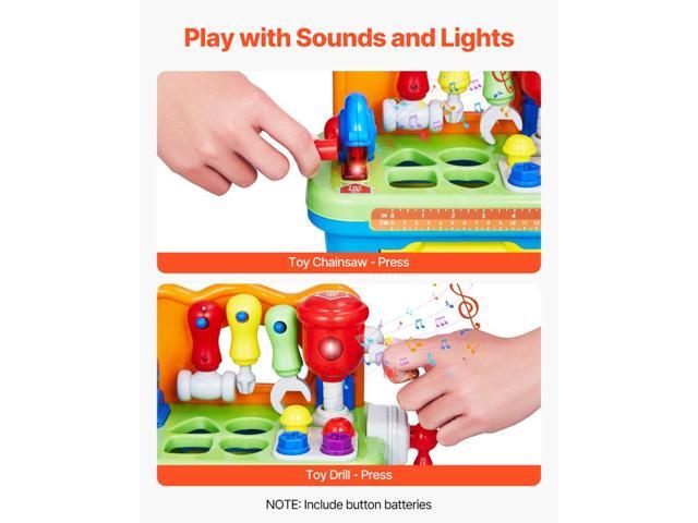 Musical Workbench Toy, Sounds & Lights, Musical Learning Workbench for Toddler Age 2 Years and Up, Baby Pretend Play Tool Set, Infant Shape Sorter...