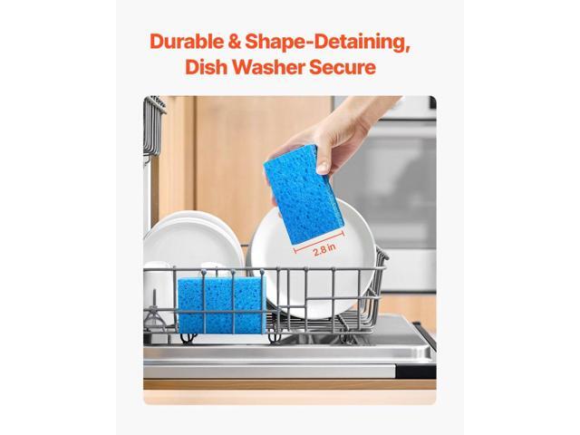 Sponges, 12 Pcs Durable Natural Kitchen Sponges with Cellulose & Scrub Pad, Easy-to-Rinse Cleaning Sponges with Honeycomb Structure & Quick Water...