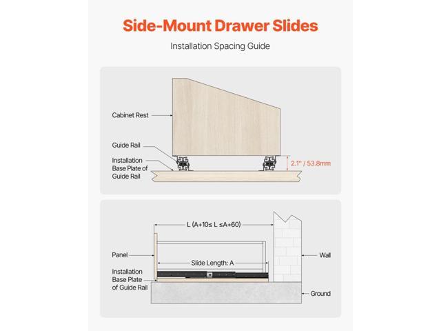 Undermount Drawer Slides, 16 inch, Full Extension Ball Bearing Under Stair Cabinet Rails, 260 LB Load Capacity Heavy Duty Bottom Stair Cabinet...
