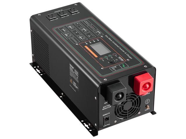 Pure Sine Wave Inverter Charger, 3000 Watt, DC 24V to AC 120V Power Inverter with LCD Display, Remote Control, Solar Inverter for Off-Grid Solar RV...