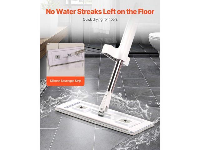 Flat Mop, Self Wringing, Microfiber Floor Mop with 4 Reusable & Washable Mop Pads for Dry & Wet Floor Cleaning, Microfiber Flat Mop with Stainless...