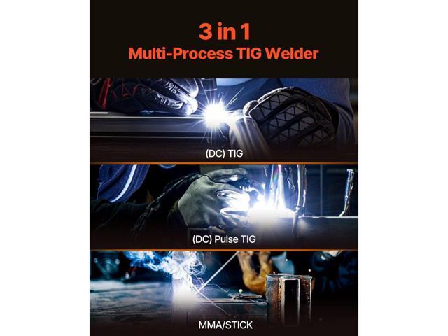 TIG Welder, 205A 3-In-1 Welding Machine (Large LED Display)- DC TIG/DC Pulse TIG/MMA(Stick), 110 & 220V Dual Voltage Electric Welder with IGBT...