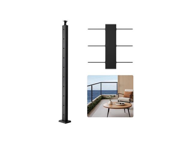 VEVOR 1-Pack Cable Railing Post, 36x2x2 In Horizontal-Hole Deck Railing Post with Pre-Drilled Holes, Stainless Steel Cable Rail Post with...