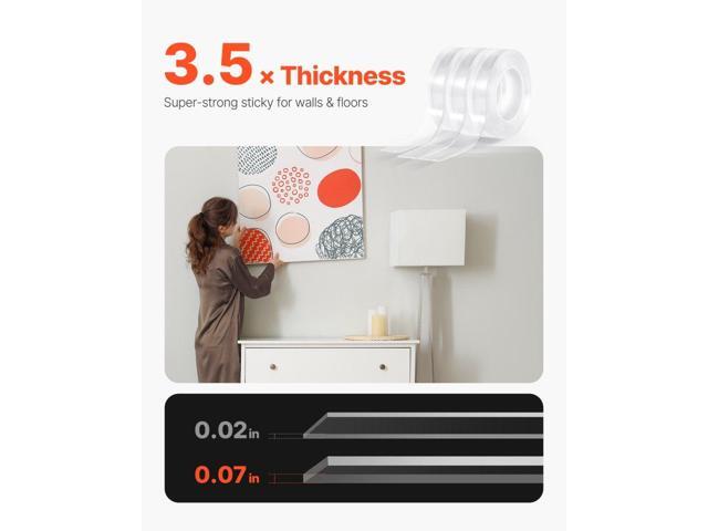 Double Sided Tape Heavy Duty, 16 ft Nano Mounting Tape( 3 Pack), Strong Adhesive & Reusable, Clear Two Sided Wall Tape, Removable Poster Picture...