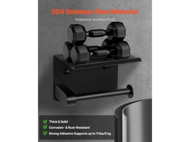 Toilet Paper Holder with Shelf, Fits Mega Rolls Size, Stainless Steel Rustproof Material, Wall Mounted with Screws and Double-Sided Tape, Toilet...