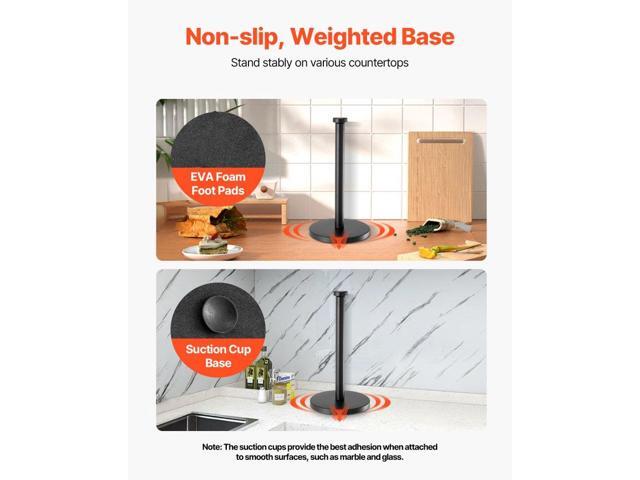 Paper Towel Holder Countertop, Stainless Steel Kitchen Paper Towel Stand with Weighted Base and Suction Cups, Non-slip Countertop Kitchen Paper...