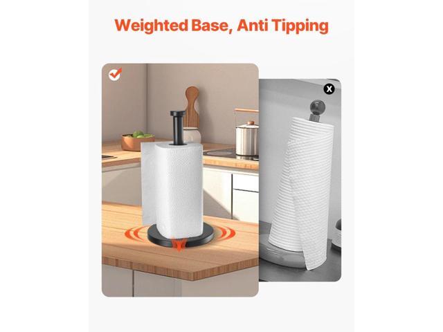 Paper Towel Holder Countertop, Stainless Steel Kitchen Paper Towel Stand with Weighted Base and Suction Cups, Non-slip Countertop Kitchen Paper...