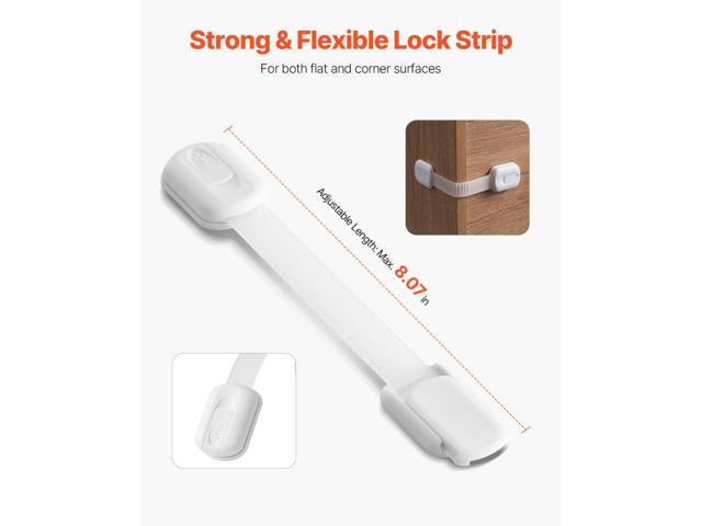 Child Safety Strap Locks, 8 Packs Adjustable Baby Proofing Cabinet Locks, 3M Adhesive Cabinet Drawer Door Latches, No Drilling Required, for Fridge...