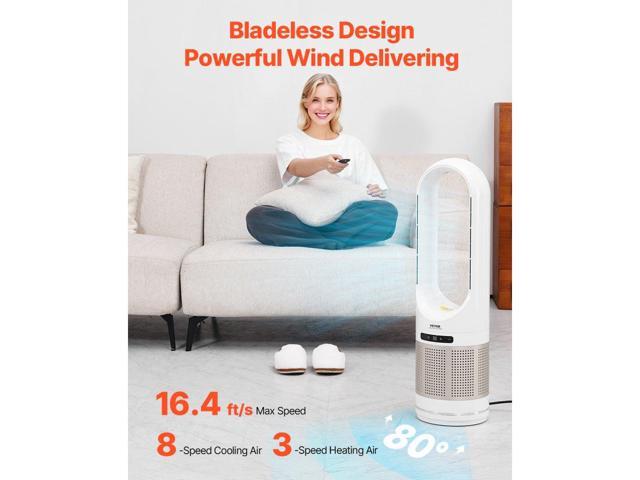 Tower Fan Bladeless, 16.4ft/s Velocity Floor Fan that Blows Cold Air, 80° Oscillating 8-Speed Fans, 8H Timer, Standing Fans with H13 HEPA...