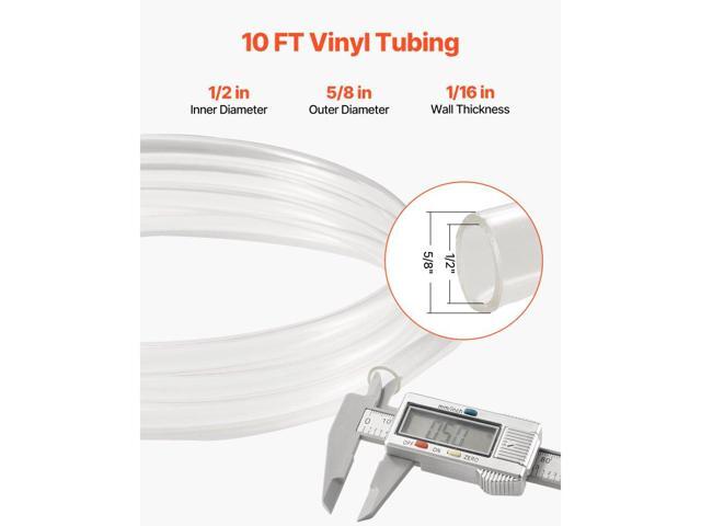 Clear Vinyl Tubing, 1/2' ID x 5/8' OD, 10FT Plastic PVC Tubing, Flexible and Cuttable Clear Hose, 1/16 in Wall Thickness, High-strength PVC...
