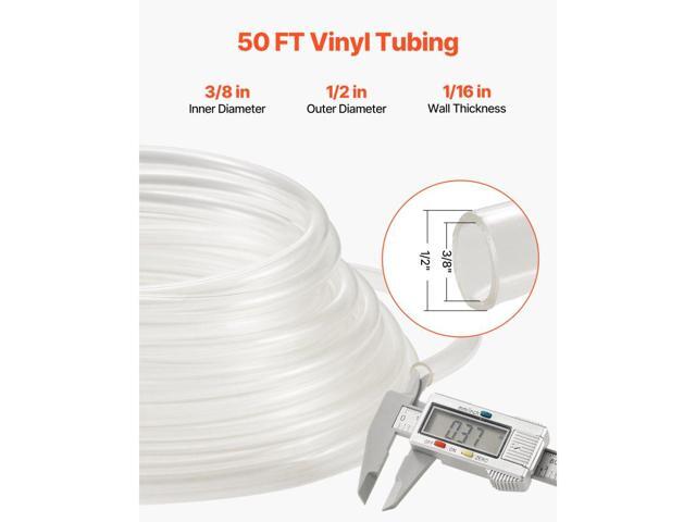 Clear Vinyl Tubing, 3/8' ID x 1/2' OD, 50FT Plastic PVC Tubing, Flexible and Cuttable Clear Hose, 1/16 in Wall Thickness, High-strength PVC...