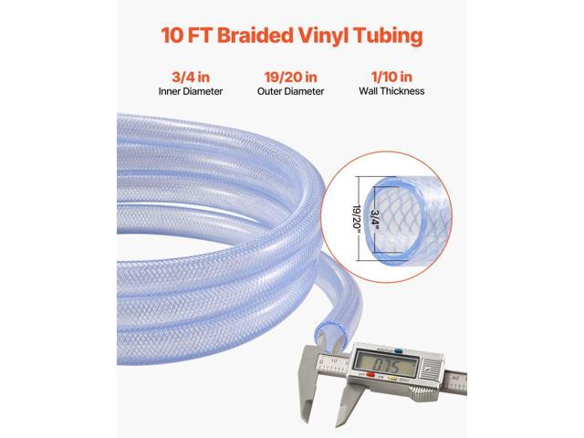 Braided Clear Vinyl Tubing, 3/4' ID x 19/20' OD, 10FT Plastic PVC Tubing, Flexible and Cuttable Clear Hose, 1/10 in Wall Thickness, High-strength...