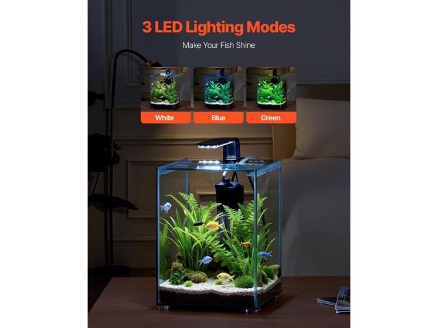 VEVOR 5 Gallon Fish Tank Aquarium Smart Square Clear Glass 3 Color Self Cleaning