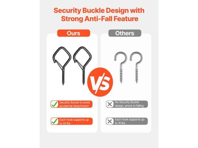20 PCS Q-Hanger Hooks, 2.17 in Q Hanger String Light Hooks Outdoor, Heavy Duty Outdoor Screw Hooks with Security Buckle, for Hanging Outdoor String...