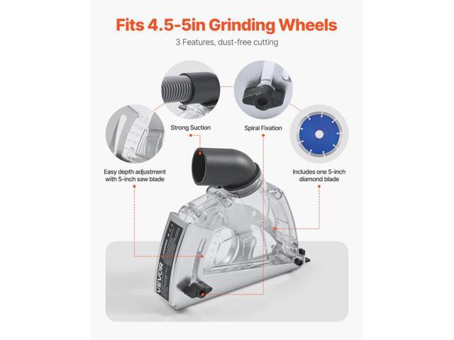 Cutting Dust Shroud for Angle Grinders, Universal 4-5 in Angle Grinder Dust Shroud with 6 Clamping Washers & 5 in Diamond Grinding Cup Wheel,...