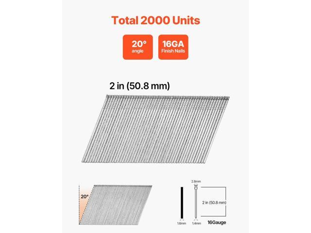 16 Gauge Finish Nails 2 in Finish Nail 2000-Count for 20° Angled Nailers