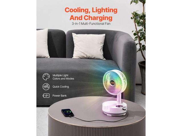 8 inch Foldable Rechargeable Oscillating Fan 3 in 1 Remote 8 Speeds