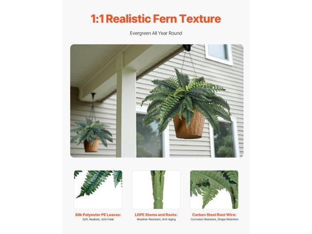 Artificial Ferns 2 Pcs, Natural Spread Diameter 31-34 Inch, Large Hanging Artificial Boston Ferns, Fake Plant Wall Decor with 30 Branches, Faux...
