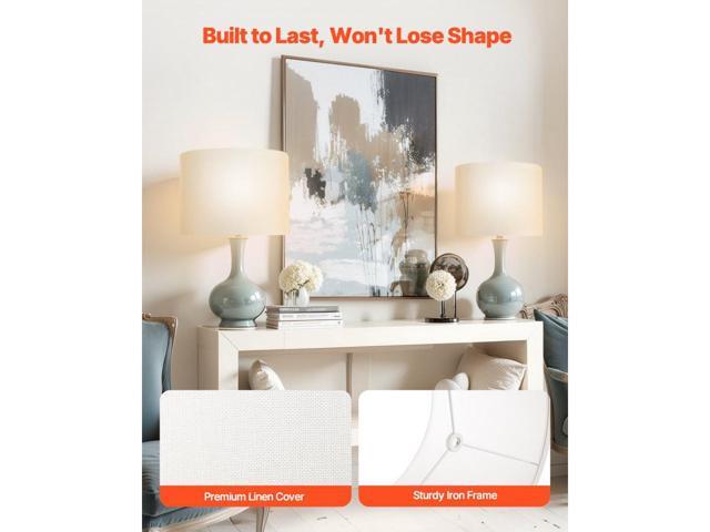 Drum Lamp Shade 2 Set 13 x 13 x 10 inches Medium Round Lampshade (Off-white)