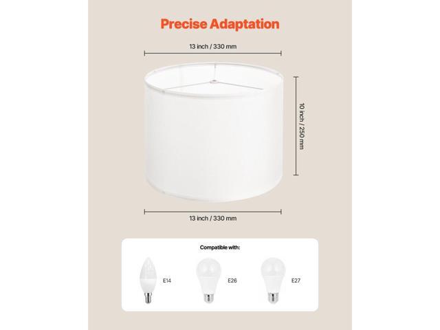 Drum Lamp Shade 2 Set 13 x 13 x 10 inches Medium Round Lampshade (Off-white)