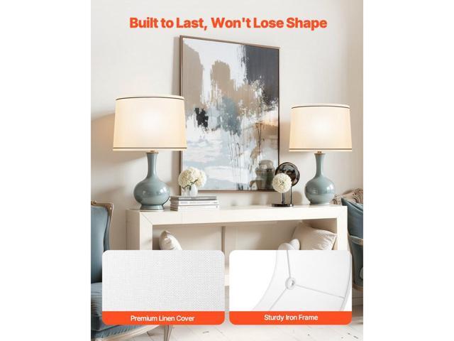 Lamp Shade 2 Set 11 x 13 x 10 in Lampshade with Harp and Spider Fitter (White)