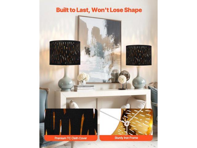 Drum Lamp Shade 2 Set 13 x 13 x 10 inches Medium Round Lampshade with Harp