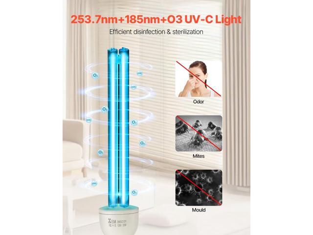 UV Light Bulb, 2 Pack, 25W Replacement Ultraviolet UVC Lamp with Ozone, 253.7 nm + 185 nm Wavelength UVO Light Bulb, E27 Universal, for 400 sqft...