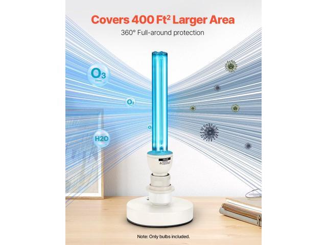 UV Light Bulb, 2 Pack, 25W Replacement Ultraviolet UVC Lamp with Ozone, 253.7 nm + 185 nm Wavelength UVO Light Bulb, E27 Universal, for 400 sqft...