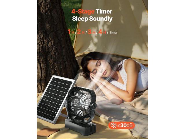 10400mAh Solar fan, Camping Fan with Solar Panel & LED Lantern, 7W 8 Inch Portable Rechargeable Battery Powered for Outside, 4-Speed and Quiet...