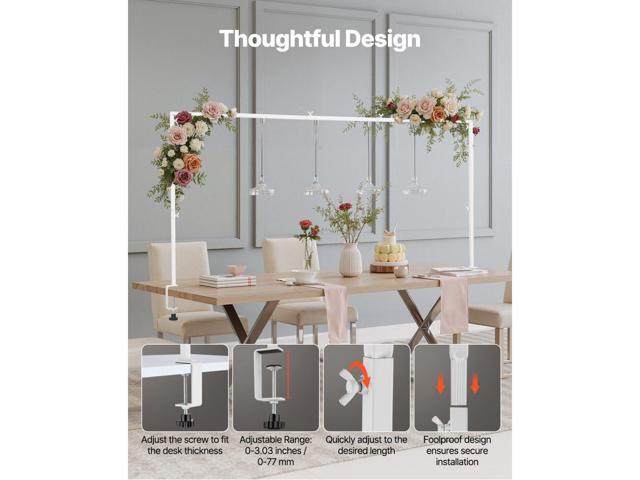 Over The Table Rod Stand with Clamps, 13'-42'' Tall & 28'-98' Length Adjustable, Metal Table Arch Stand, Tabletop Balloon Arch Frame for Wedding...