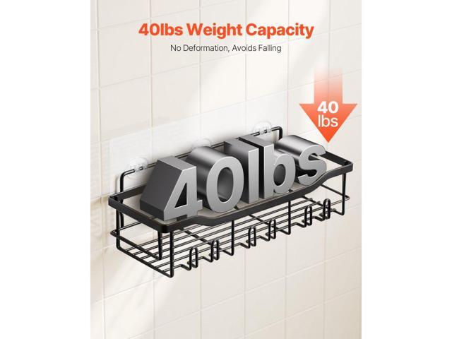 Shower Caddy, 5 Pack Adhesive Bathroom Shower Storage Organization Shelves Rack Set, 40 lbs Large Weight Capacity, with Soap and Toothbrush Holder,...