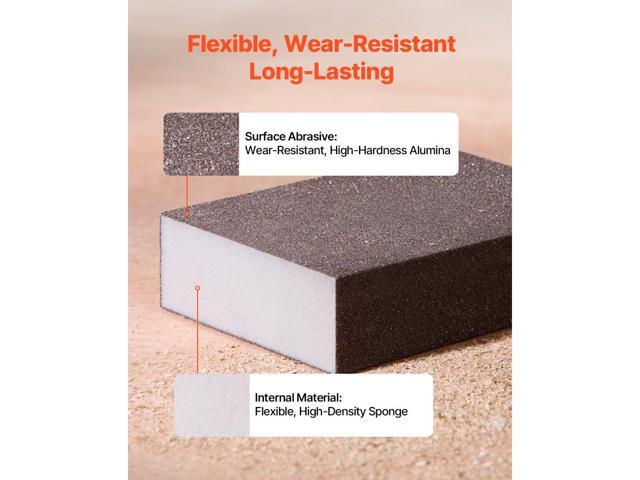 Sanding Sponge, 4 Pcs, 60/80/120/220 Grit Assortment, Washable and Reusable Sanding Blocks for Dry & Wet Use, Coarse to Fine Sandpaper Blocks, for...