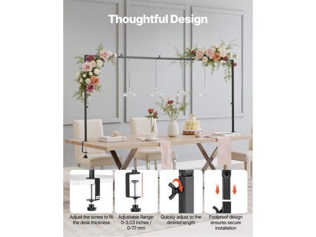 Over The Table Rod Stand with Clamps, 13'-42' Tall & 28'-98' Length Adjustable, Metal Table Arch Stand, Tabletop Balloon Arch Frame for Wedding...