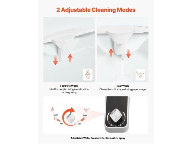 Bidet Attachment for Toilet, 0.3' Ultra Thin Bidet Toilet Seat Attachment - Dual Retractable Nozzles, Adjustable Water Pressure, Non-Electric Cold...