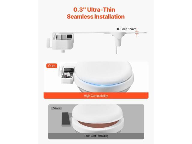 Bidet Attachment for Toilet, 0.3' Ultra Thin Bidet Toilet Seat Attachment - Dual Retractable Nozzles, Adjustable Water Pressure, Non-Electric Cold...