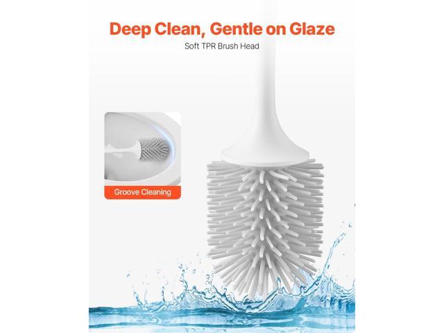 Toilet Brush and Holder Set, Toilet Bowl Brush and Holder with Comfortable PP Handle, Compact Bathroom Scrubber Cleaner, Deep Cleaning and...