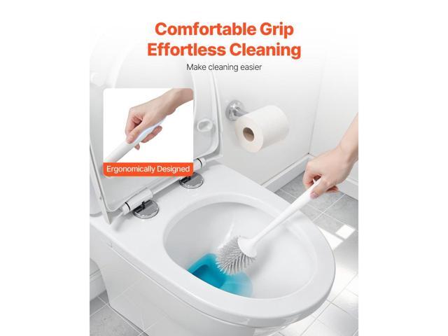 Toilet Brush and Holder Set, Toilet Bowl Brush and Holder with Comfortable PP Handle, Compact Bathroom Scrubber Cleaner, Deep Cleaning and...