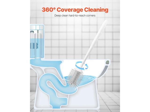 Toilet Brush and Holder Set, Toilet Bowl Brush and Holder with Comfortable PP Handle, Compact Bathroom Scrubber Cleaner, Deep Cleaning and...