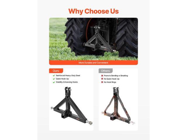 3 Point 2' Trailer Hitch Receiver Tractor Quick Hitch Adapter 3000lbs Capacity