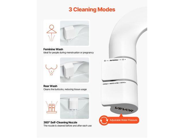 Bidet Attachment for Toilet, Self-Cleaning Bidet Toilet Seat Attachment - Dual Retractable Nozzles, Adjustable Water Pressure, Easily Installed...