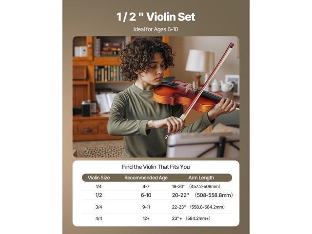 Violin 1/2 Size for Adults, Violin Fiddle Set for Beginners Student with Hard Case, Rosin, Bow, Shoulder Rest,Bridge,Tuner and Extra...
