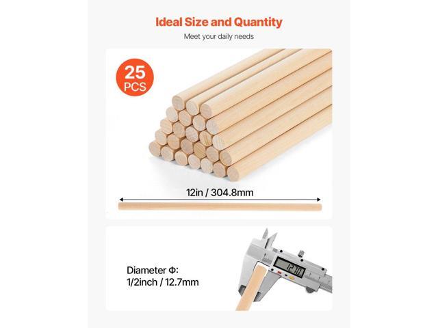 25Pcs Wooden Dowel Rods 1/2 x 12 Inch Natural Birch Wood Sticks Dowels, Unfinished Hardwood Sticks for Craft and DIY Projects, One-Piece Cutting &...