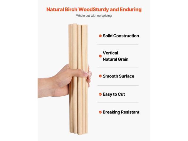 25Pcs Wooden Dowel Rods 1/2 x 12 Inch Natural Birch Wood Sticks Dowels, Unfinished Hardwood Sticks for Craft and DIY Projects, One-Piece Cutting &...