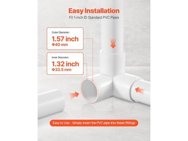 3-Way PVC Fittings, 1-inch PVC Pipe Joints Elbow Connector, 10-Pack Furniture Grade PVC Tee Fittings for DIY Storage Rack, Animal Cage, Pool or...