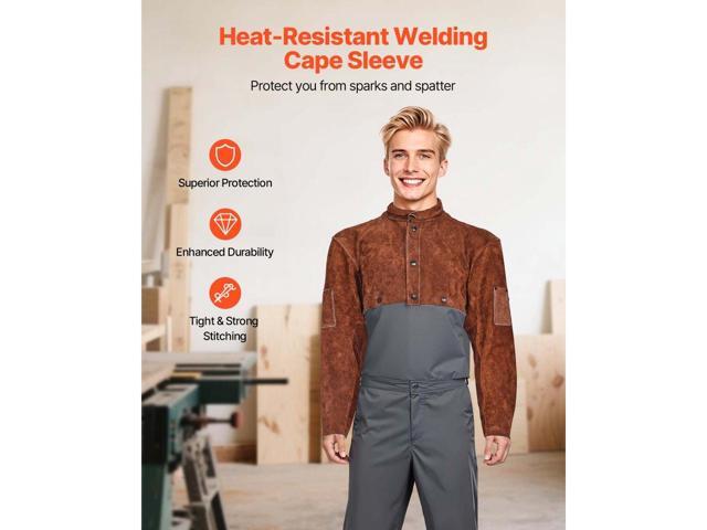 VEVOR Leather Welding Cape Sleeve Heavy Duty Flame Resistant Cape Sleeve M-Size