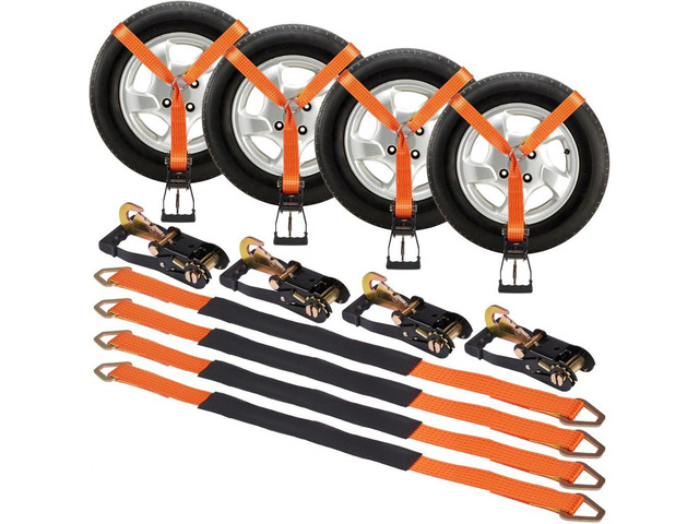 VEVOR Ratchet Tie Down Straps Kit, 2' x 120' Tire Straps, 5512 LBS Working Load, 11023 LBS Breaking Strength, Car Tie Down Straps with Snap Hooks...