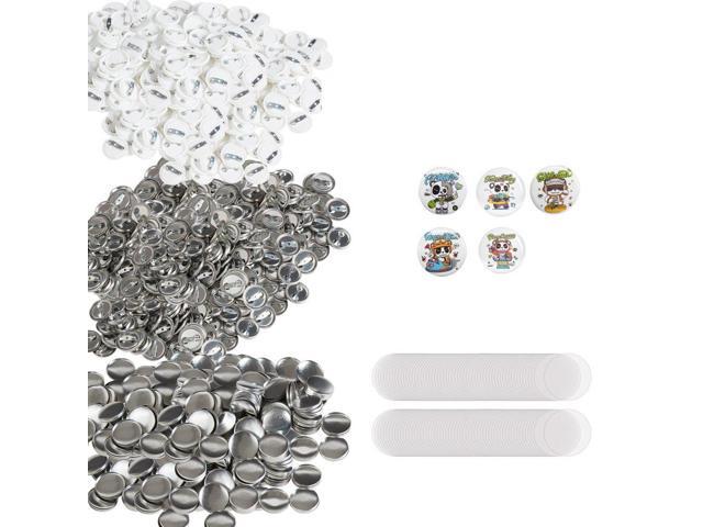 500 Sets 1 inch 25mm Pin Back Button Parts, DIY Round Button Badge Parts, Set Includes Metal Top, Plastic/Metal Button, Clear Film, and Blank Paper...