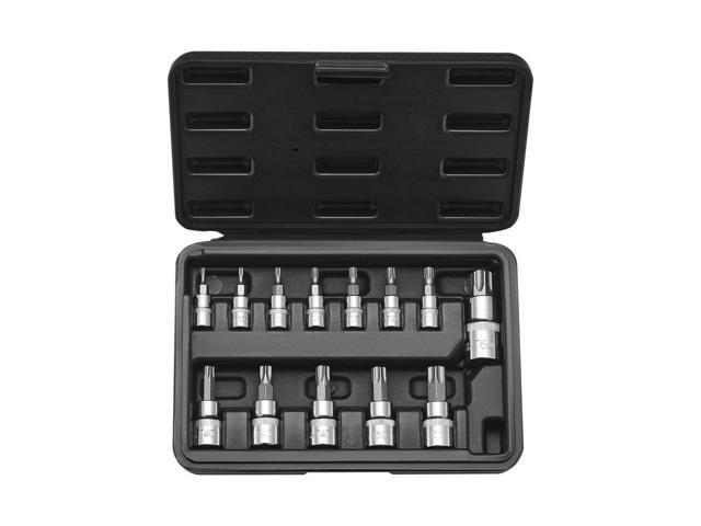Torx Bit Socket Set, 13-Piece Star T8 - T60 Set, S2 Alloy Steel and Cr-V Steel, 1/4 in, 3/8 in, and 1/2 in Drives, with Enhanced Storage Case, Torx...