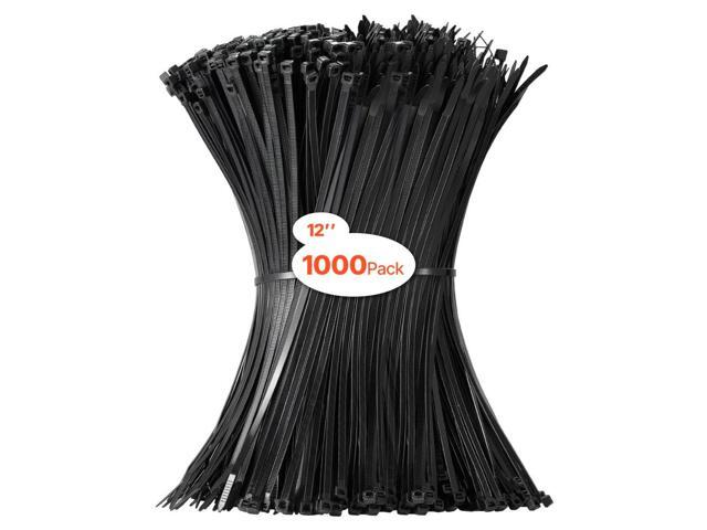 1000 Pack Cable Zip Ties, 12-inch Heavy Duty Cable Wire Ties with 50LBS High Tensile Strength, Multi-Purpose Self-Locking Nylon Tie Wraps, Heat &...